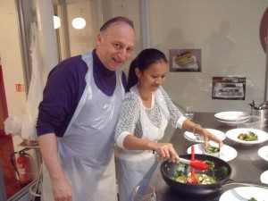 Trevor Emdon & wife get a cookery lesson