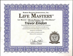 Trevor Emdon's Life Mastery Certificate - Anthony Robbins' Mastery University