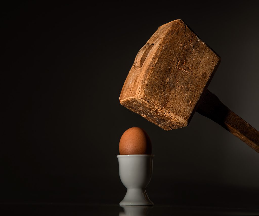 mallet to crack an egg